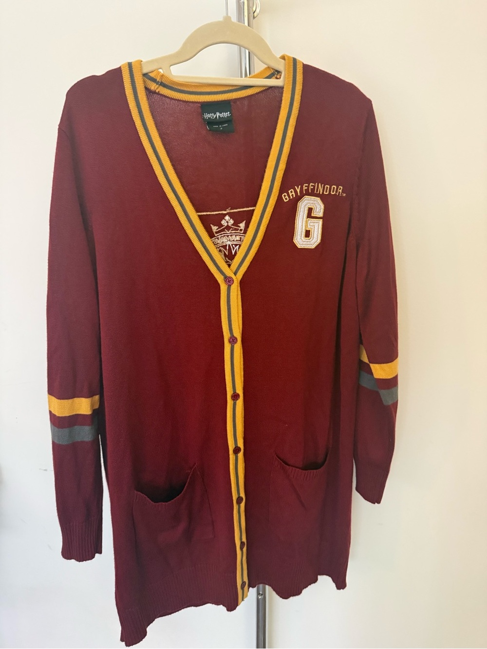 Warner Bros. Maroon and Gold Gryffindor V‑Neck Button Cardigan